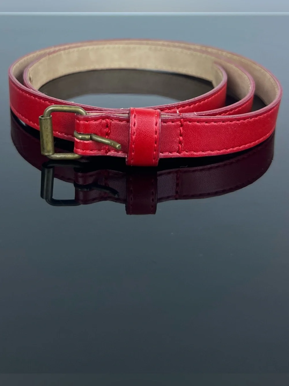 Marie Chantal Kids Girls Leather Belt, Red, Size L